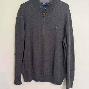 Vineyard Vines 1/2 Zip Pullover Men's Large Gray Wool Cashmere Blend Sweater‎